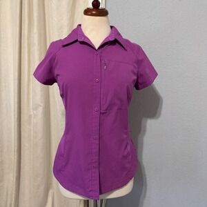 Columbia Women Purple Utility Short Sleeve‎ Button Up Outdoor Shirt Size M